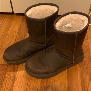 Short Brown Leather Ugg Boots
